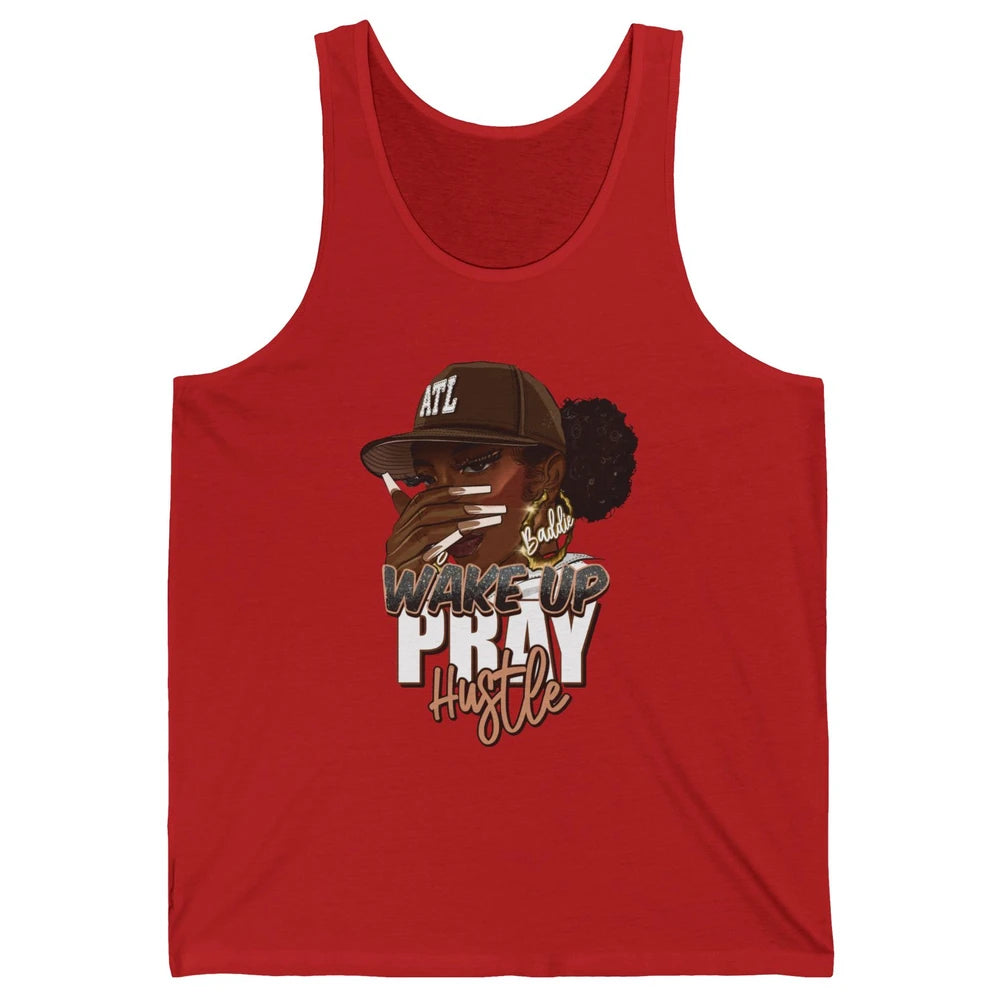 Afro Woman Wake Up Pray Hustle Inspirational Black Women Unisex Jersey Tank