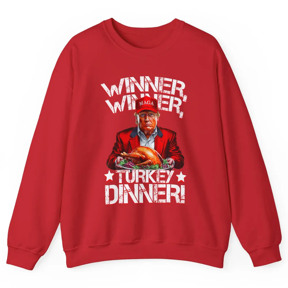 Funny Trump Winner Turkey Dinner Thanksgiving Donald Trump President Republican Political Humor Unisex Crewneck Sweatshirt