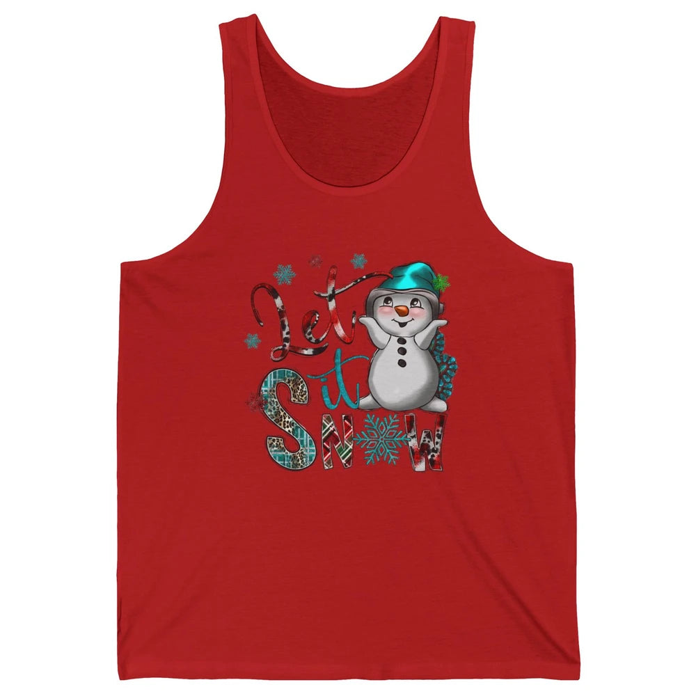 Leopard Snow Man Let It Snow Snowflakes Western Christmas Unisex Jersey Tank