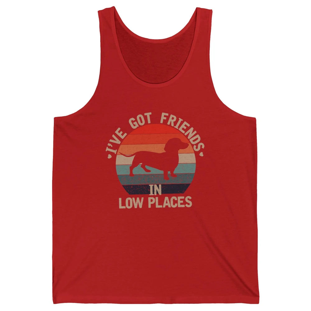 Vintage Funny Dachshund I've Got Friends In Low Places Unisex Jersey Tank