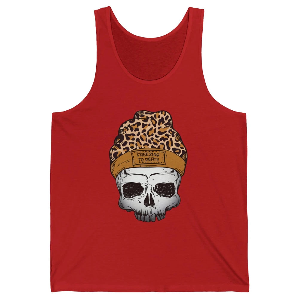 Leopard Skull Freezing To Death Snowflakes Christmas Winter Unisex Jersey Tank