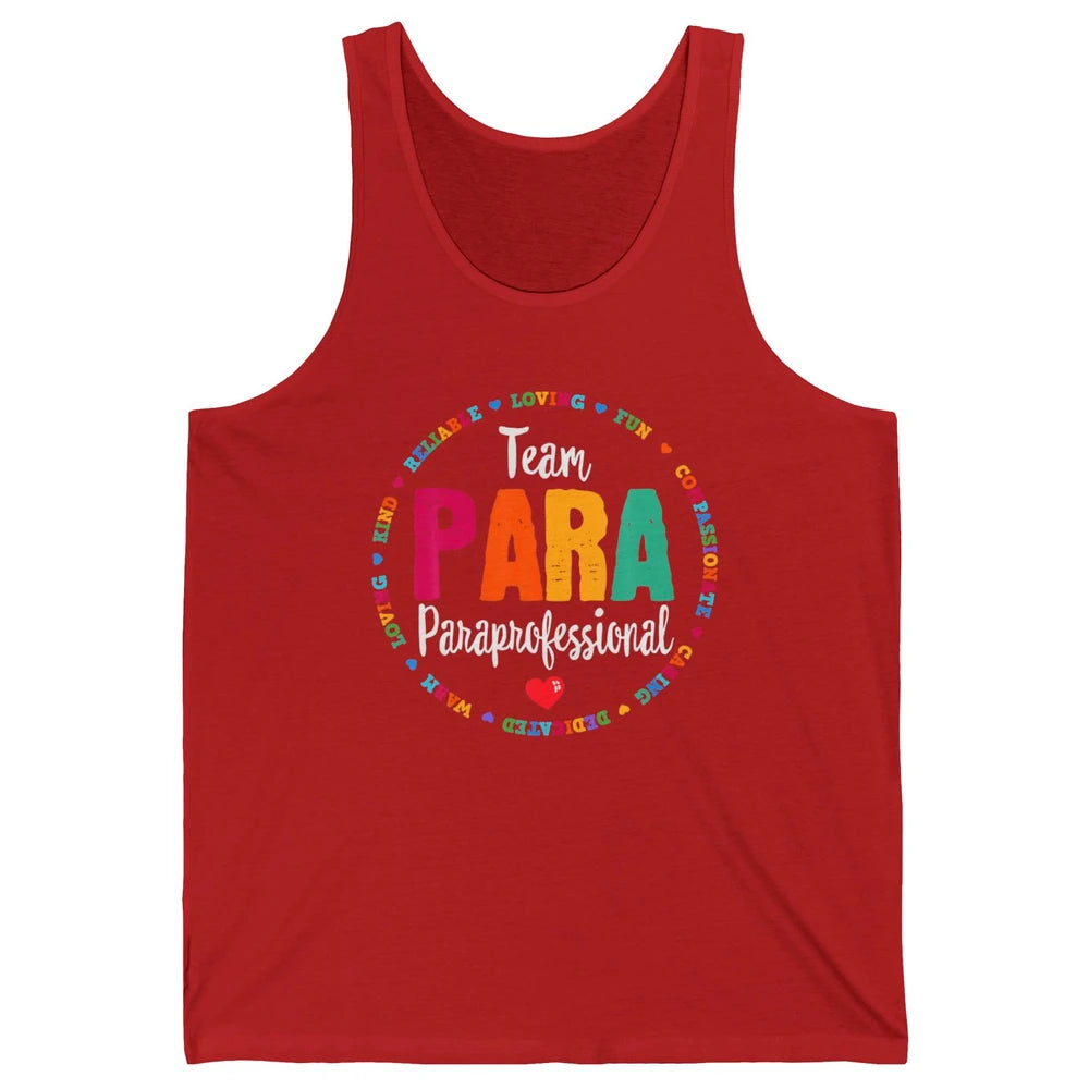 Team Paraprofessional Para Teacher Assistant Education Heart Unisex Jersey Tank