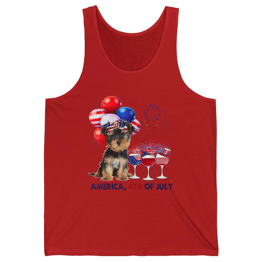 Yorkshire Terrier Wine 4th Of July Firework Celebrate Yorkie Unisex Jersey Tank