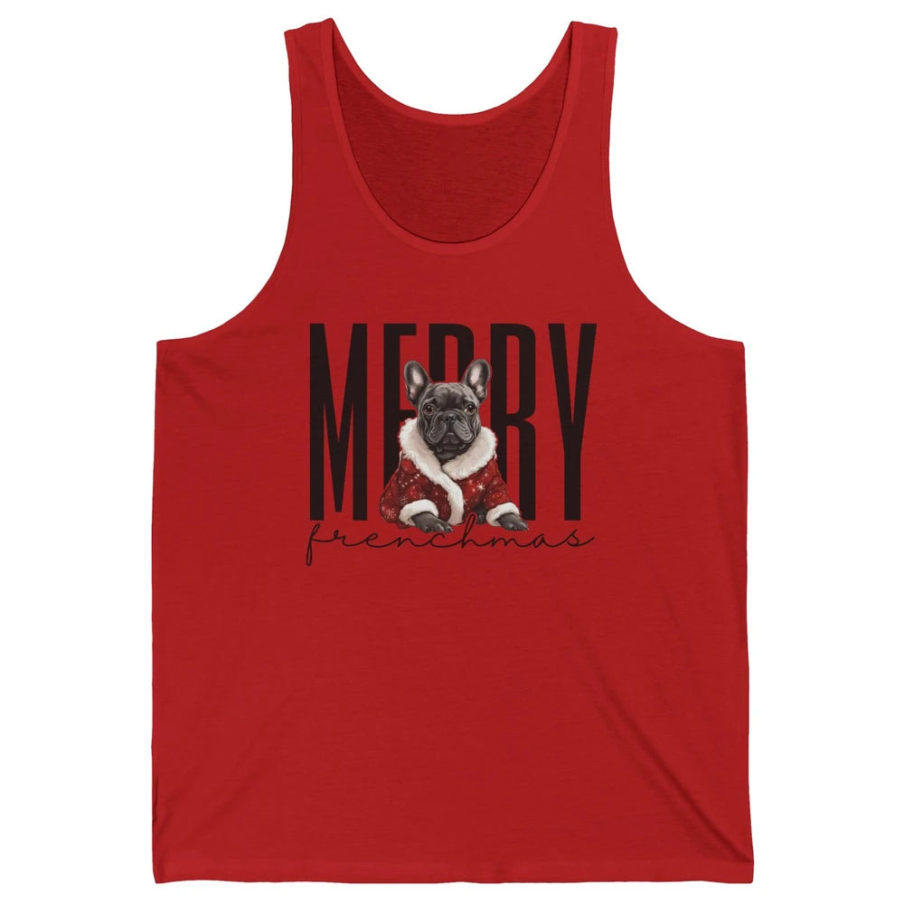 Funny French Bulldog Merry Frenchmas Christmas Dog Mom Unisex Jersey Tank