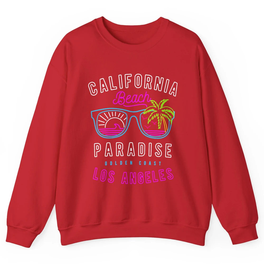 California Beach Paradise Los Angeles Golden Coast Neon 80s Unisex Crewneck Sweatshirt