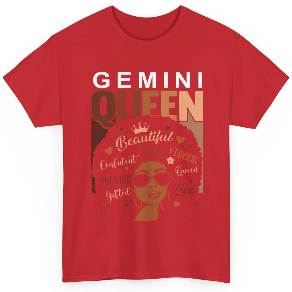 Afro Girl Melanin Gemini Queen Born in June Black Queen Gift Classic Unisex T-Shirt