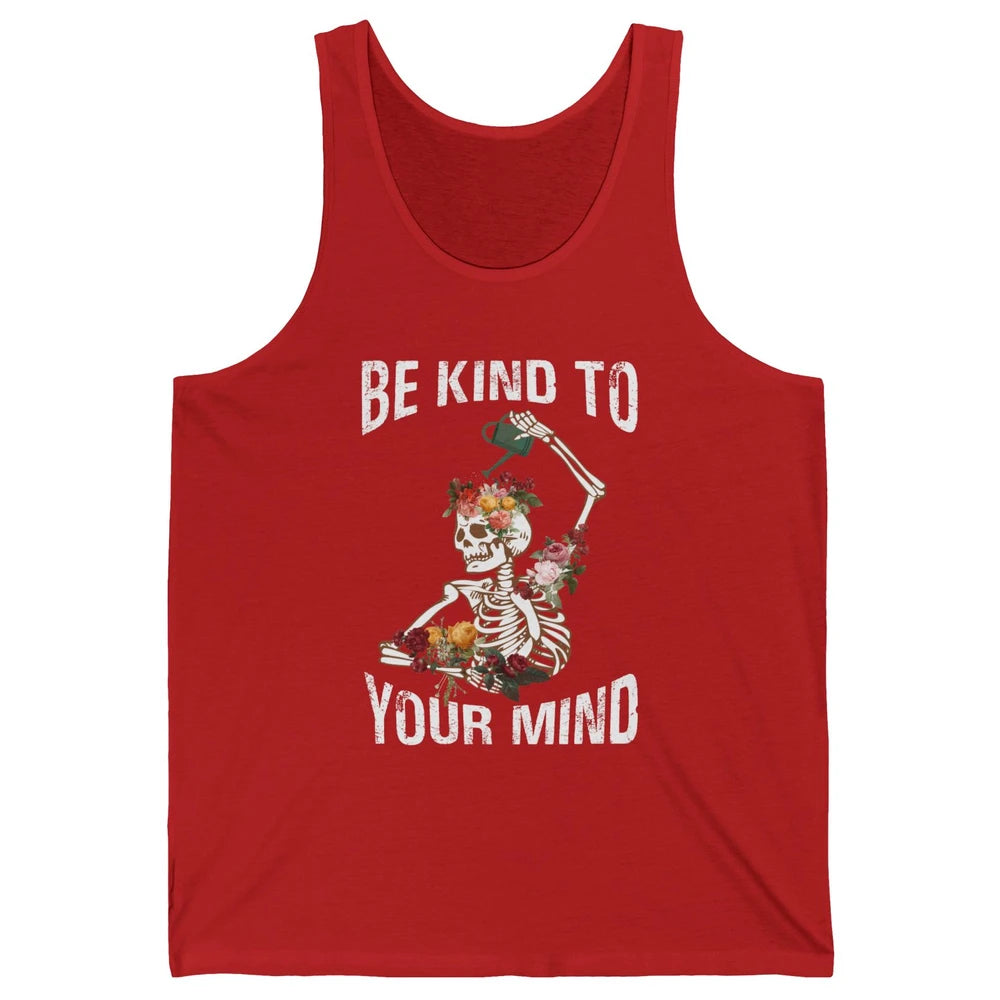 Be Kind Skull Retro Floral Skeleton Motivation Positive Mind Unisex Jersey Tank