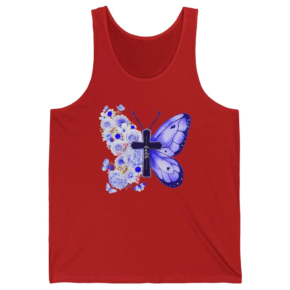 Butterfly Cross Faith Floral God Jesus Christian Bible Women Unisex Jersey Tank