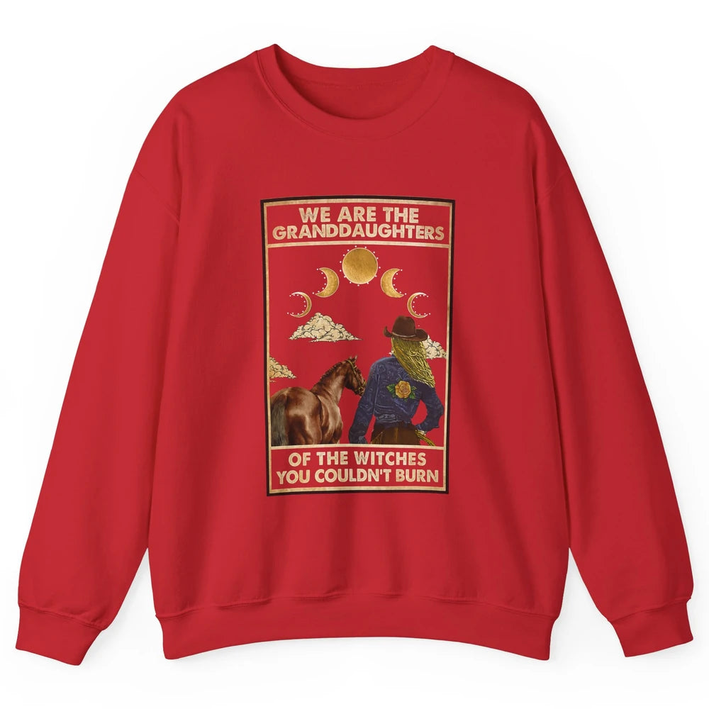 We're The Granddaughters Of Witches Western Cowgirl Horse Unisex Crewneck Sweatshirt