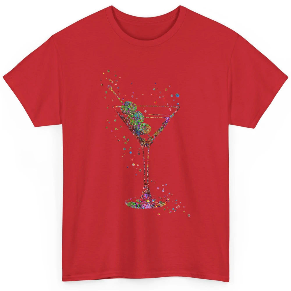 Watercolor Glass Of Martini Cocktails Wine Shot Alcoholic Classic Unisex T-Shirt