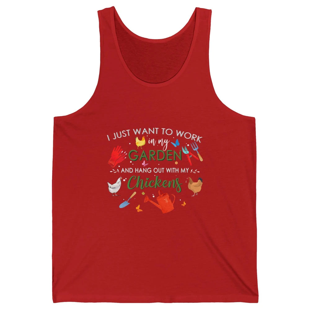 Work In My Garden And Hang Out With Chickens Hen Farming Unisex Jersey Tank