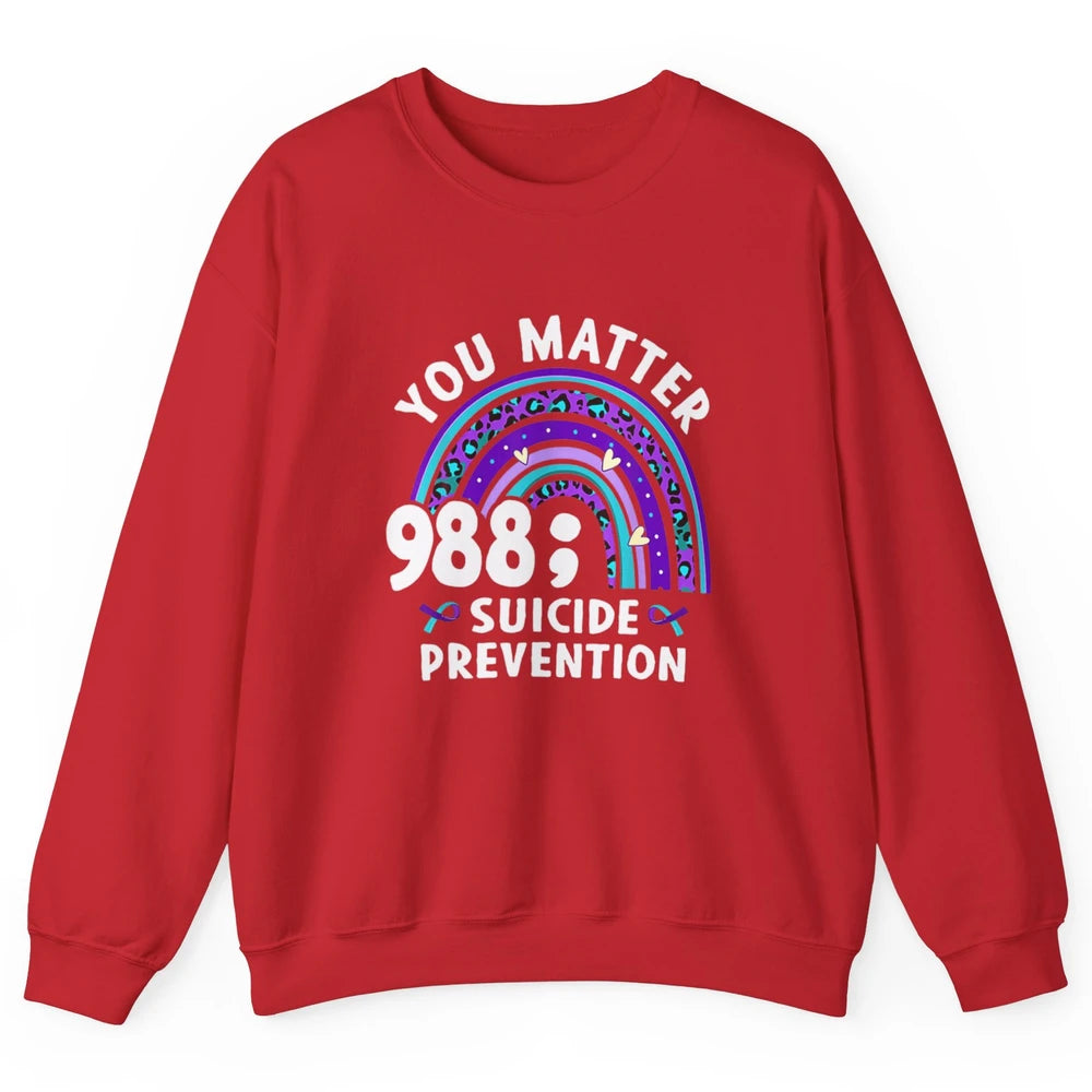 Suicide Prevention Month Hotline Semicolon Rainbow Warrior Unisex Crewneck Sweatshirt