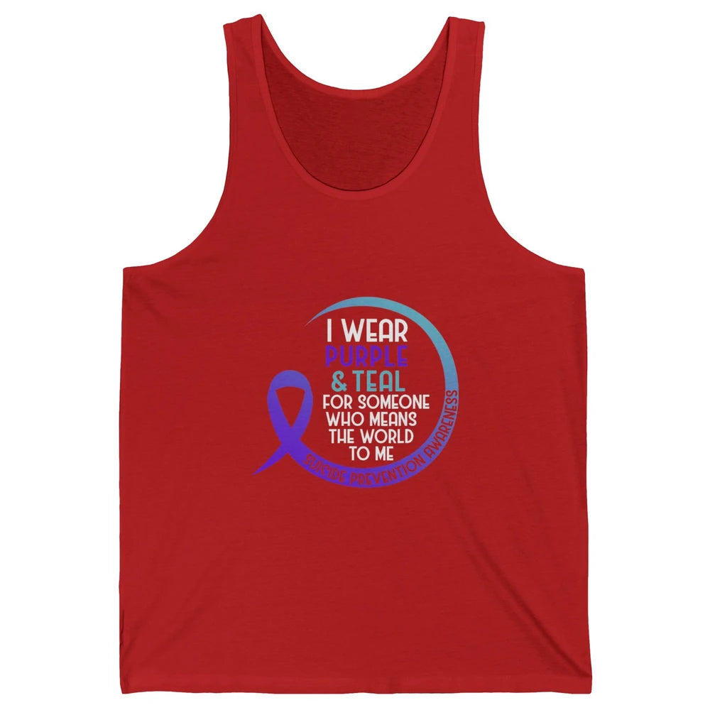 Wear Purple And Teal Ribbon Warrior Suicide Prevention Month Unisex Jersey Tank