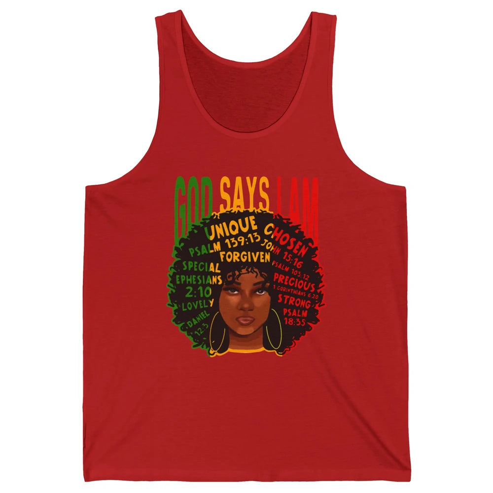 Afro Woman God Say I Am Black Melanin African American Woman Unisex Jersey Tank