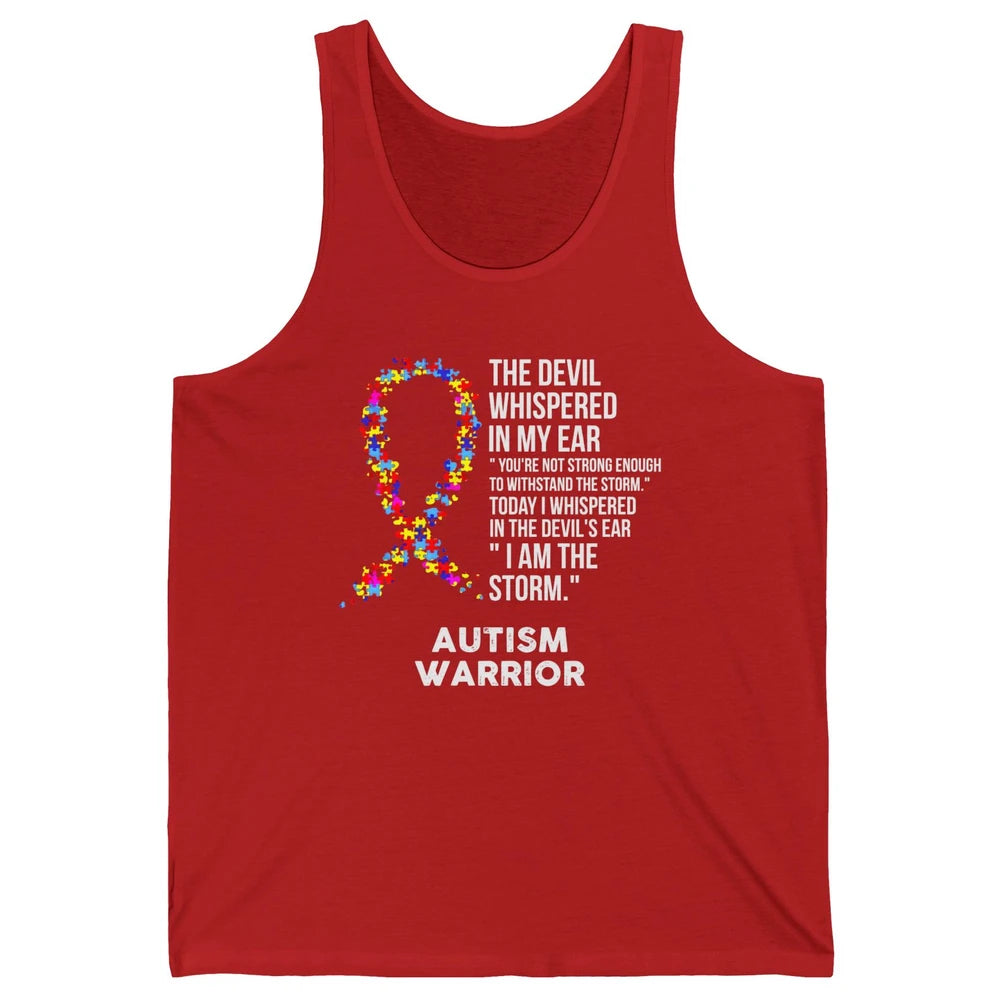 Autism Awareness Support Ribbon The Devil Whispered In Ear Unisex Jersey Tank