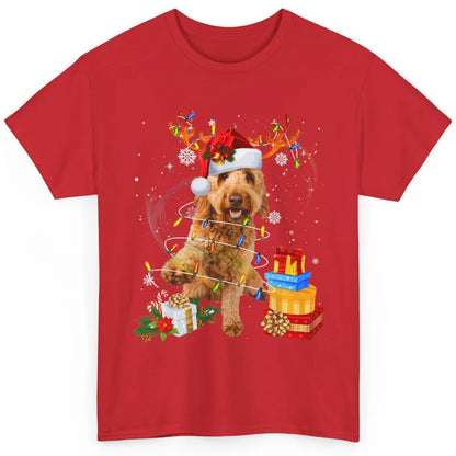 Merry Christmas Goldendoodle Dog Reindeer Xmas Lights Puppy Classic Unisex T-Shirt