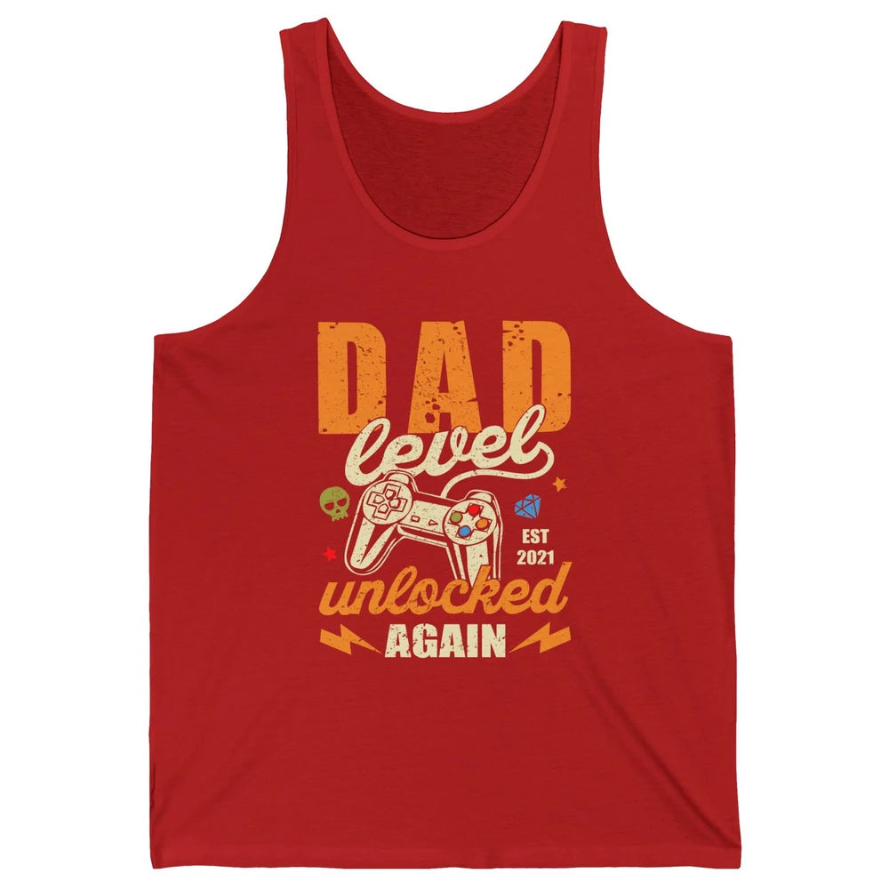 Vintage Dad Level Unlocked Again Est 2021 Game Lovers Gift Unisex Jersey Tank