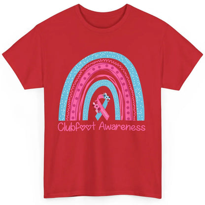 Clubfoot Awareness Support Pink Blue Ribbon Rainbow Clubfoot Classic Unisex T-Shirt