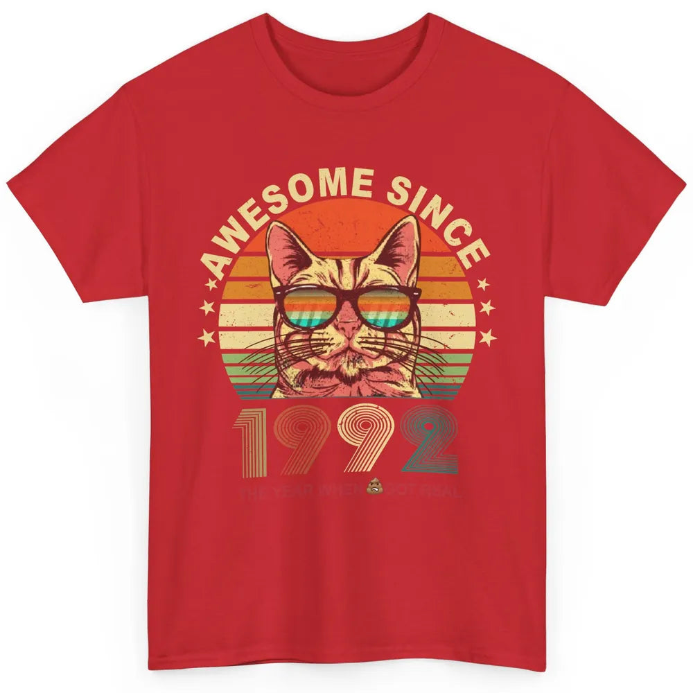 Vintage Cat Glasses Awesome Since 1992 30th Birthday Gift Classic Unisex T-Shirt