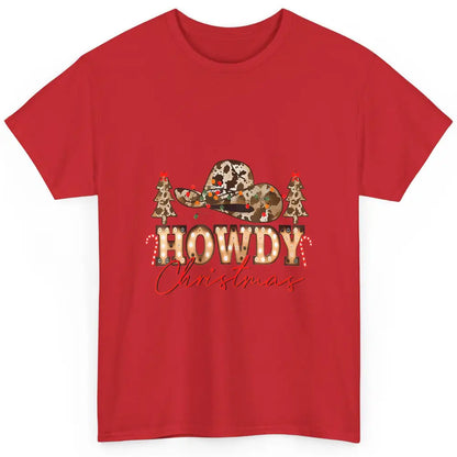 Merry Christmas Howdy Xmas Pine Trees Leopard Cowboy Hat Classic Unisex T-Shirt