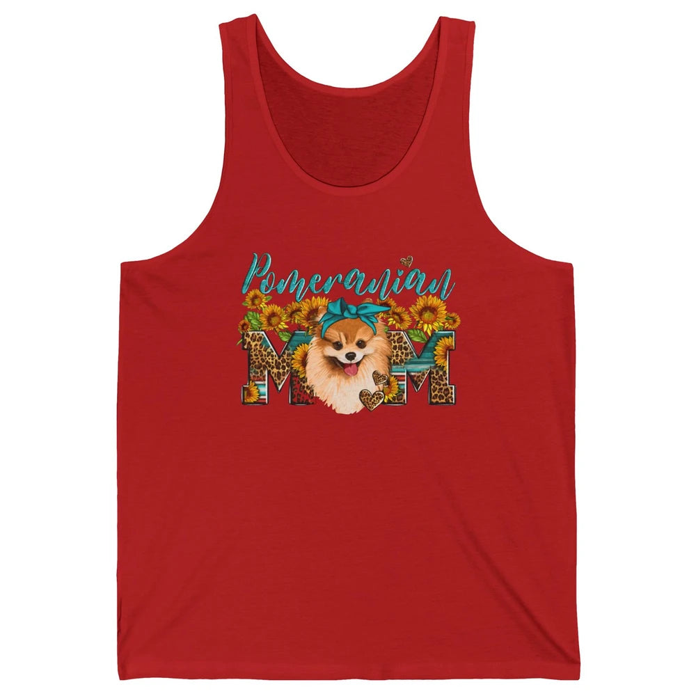 Sunflower Leopard Pomeranian Mom Western Pomeranian Dog Lady Unisex Jersey Tank