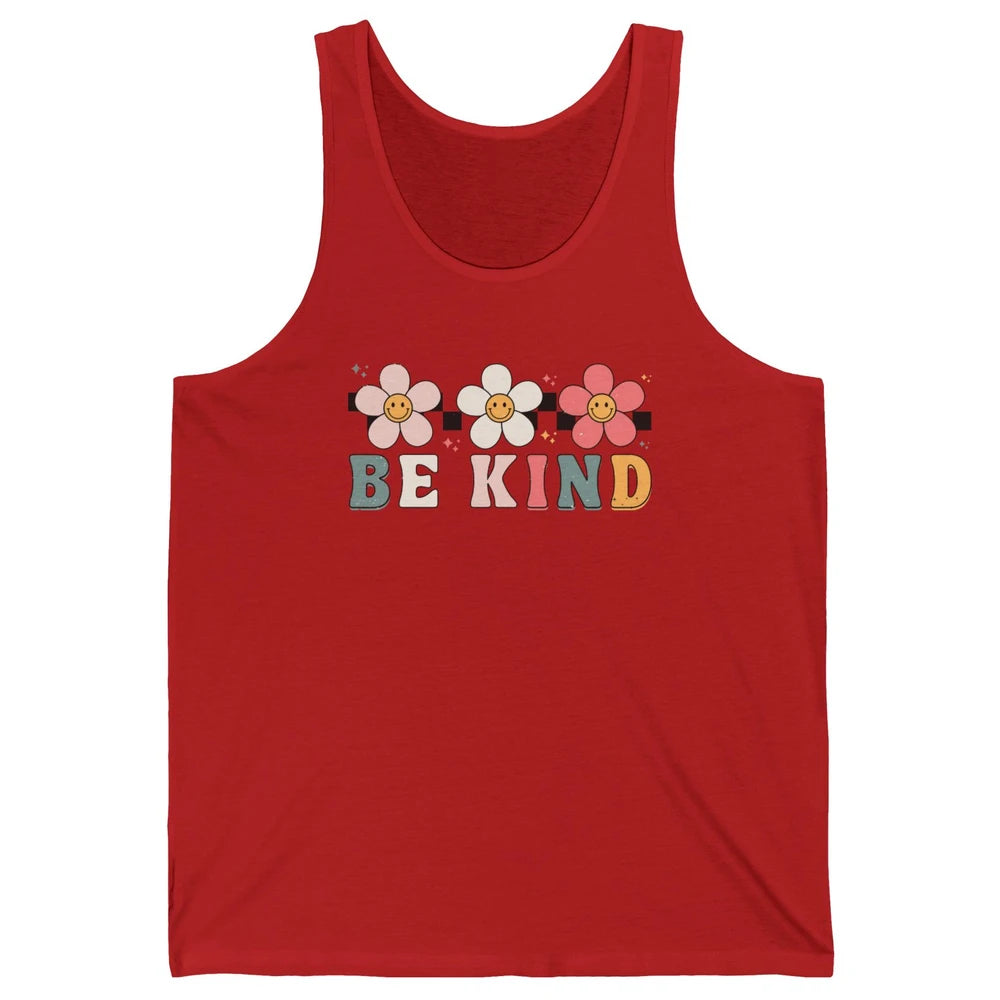 Be Kind Smiling Face Daisy Boho Mental Health Matter Retro Unisex Jersey Tank