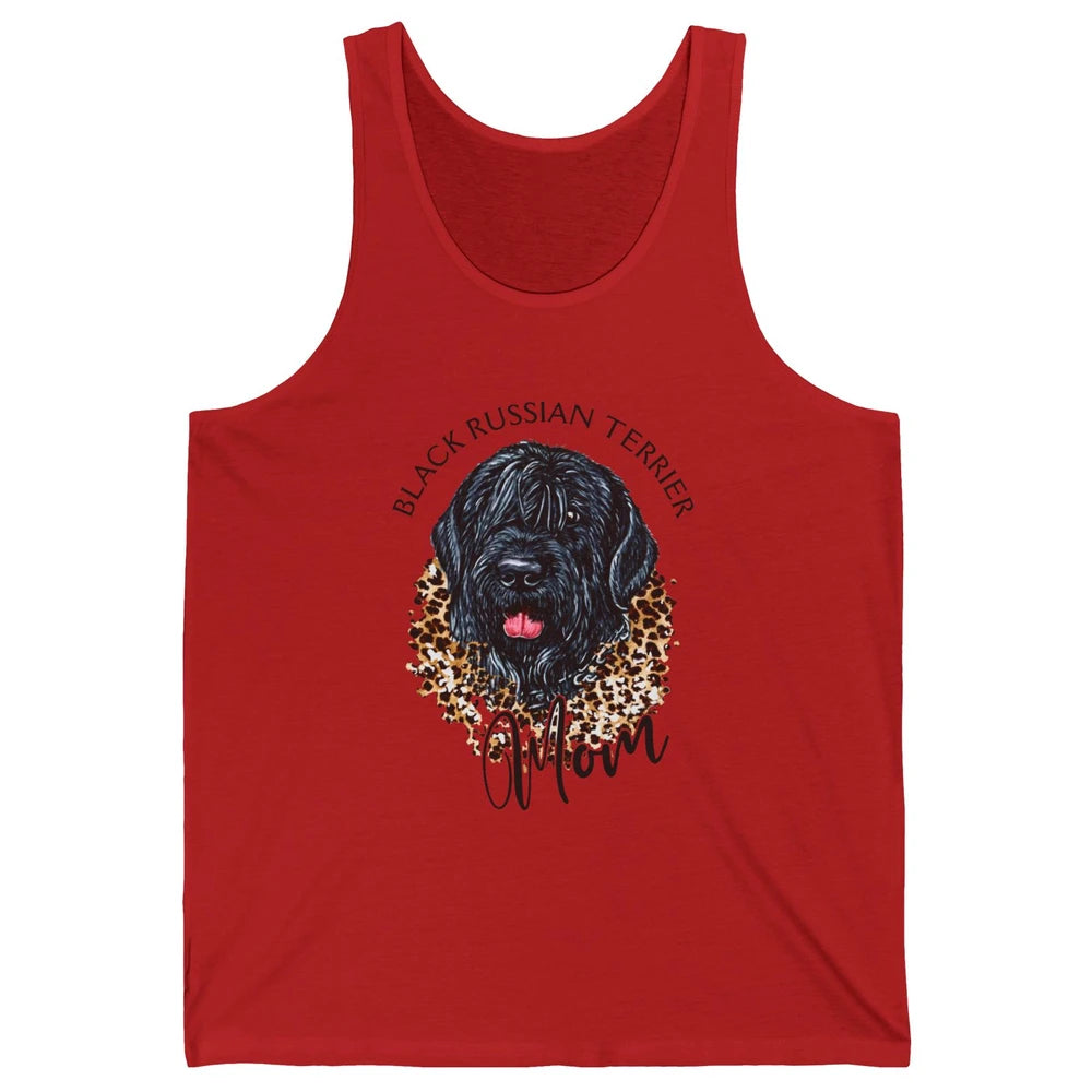 Black Russian Terrier Dog Mom Black Russian Terrier Leopard Unisex Jersey Tank