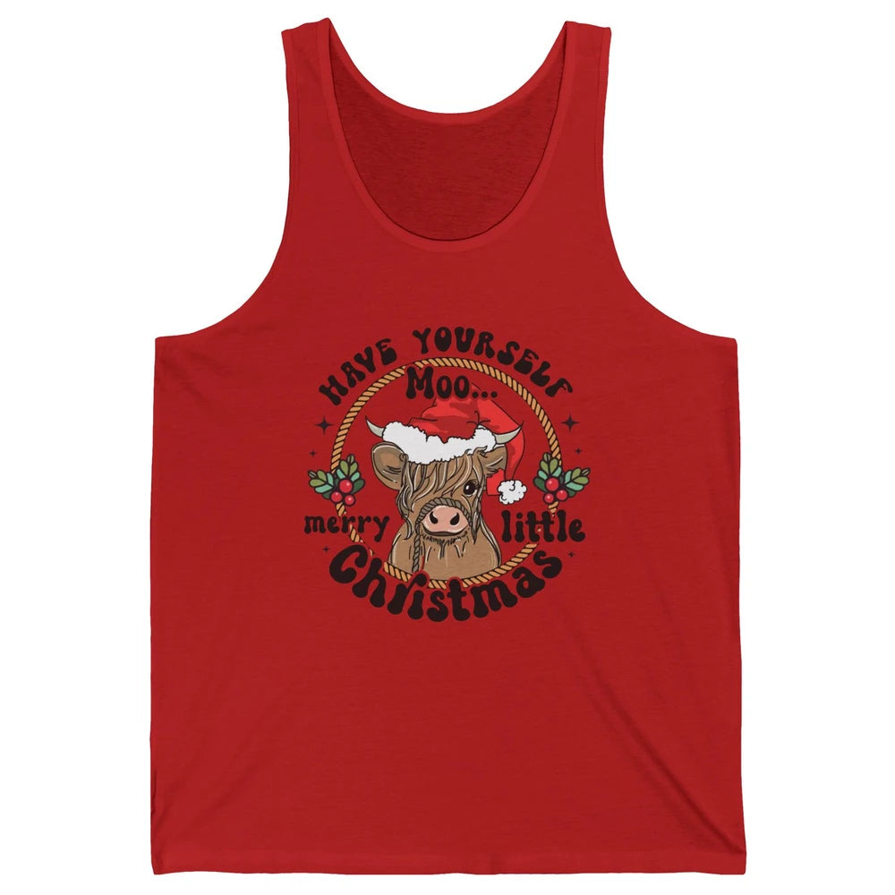 Have Yourself Merry Little Christmas Cow Santa Hat Xmas Gift Unisex Jersey Tank