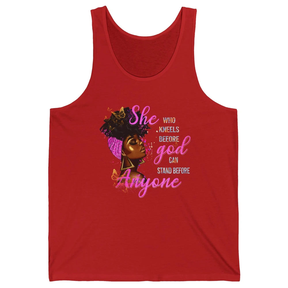 Black Girl She Who Kneels Before God Christian Afro Women Unisex Jersey Tank