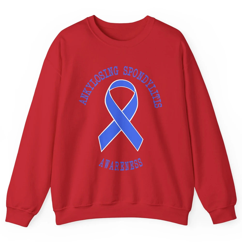 Ankylosing Spondylitis Awareness Support Blue Ribbon Gift Unisex Crewneck Sweatshirt