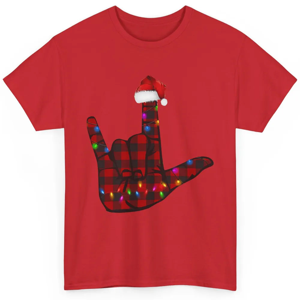 Merry Christmas Hand Sign Language Deaf Xmas Santa Hat ASL Classic Unisex T-Shirt