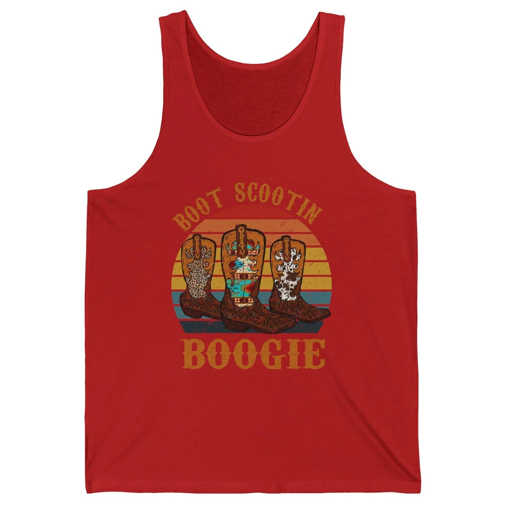 Vintage Cowboy Boots Scooting Boogie Western Country Cowgirl Unisex Jersey Tank