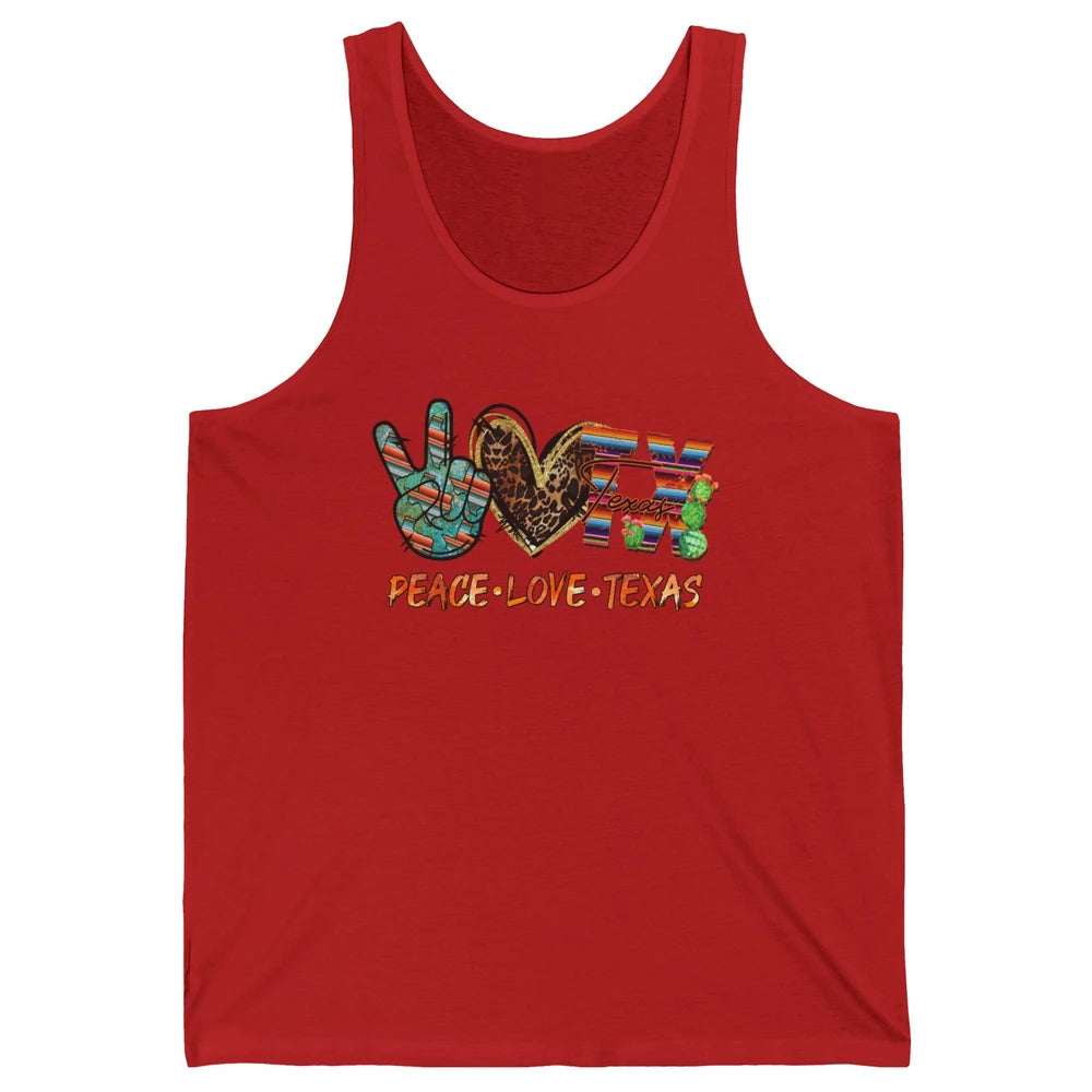 Retro Peace Love Texas Leopard Western Country Desert Cactus Unisex Jersey Tank