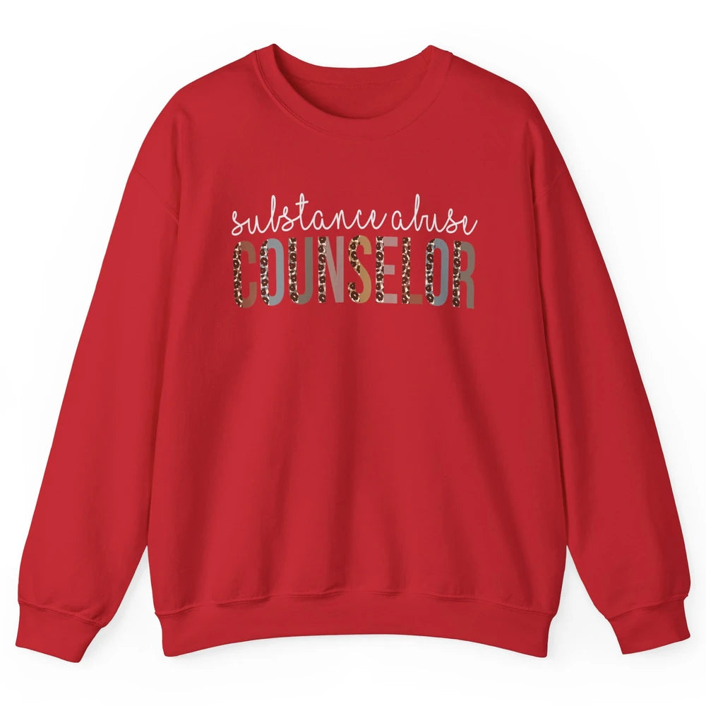 Substance Abuse Awareness Day Counselor Leopard Appreciation Unisex Crewneck Sweatshirt