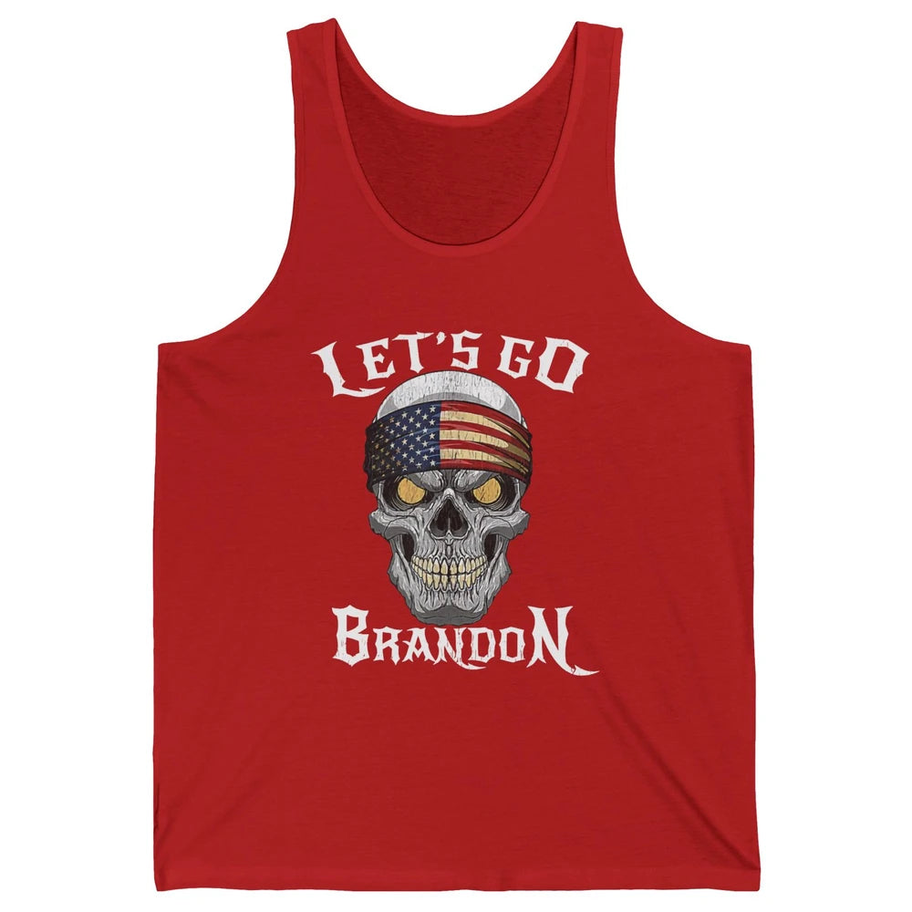 Retro Skull US Flag Let's Go Brandon Anti Biden Pro America Unisex Jersey Tank