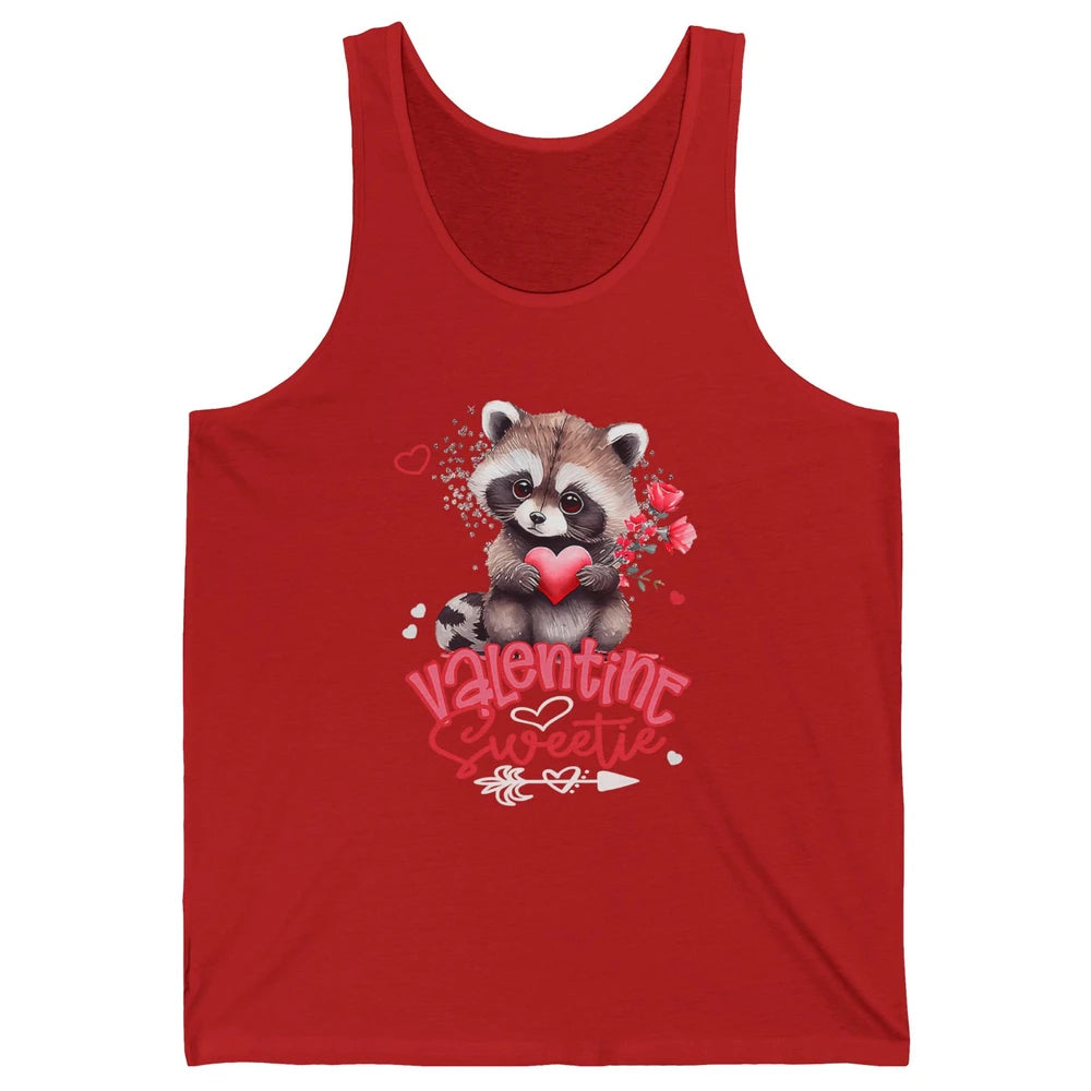 Adorable Baby Raccoon Cute Happy Valentine Sweetie Opossum Unisex Jersey Tank