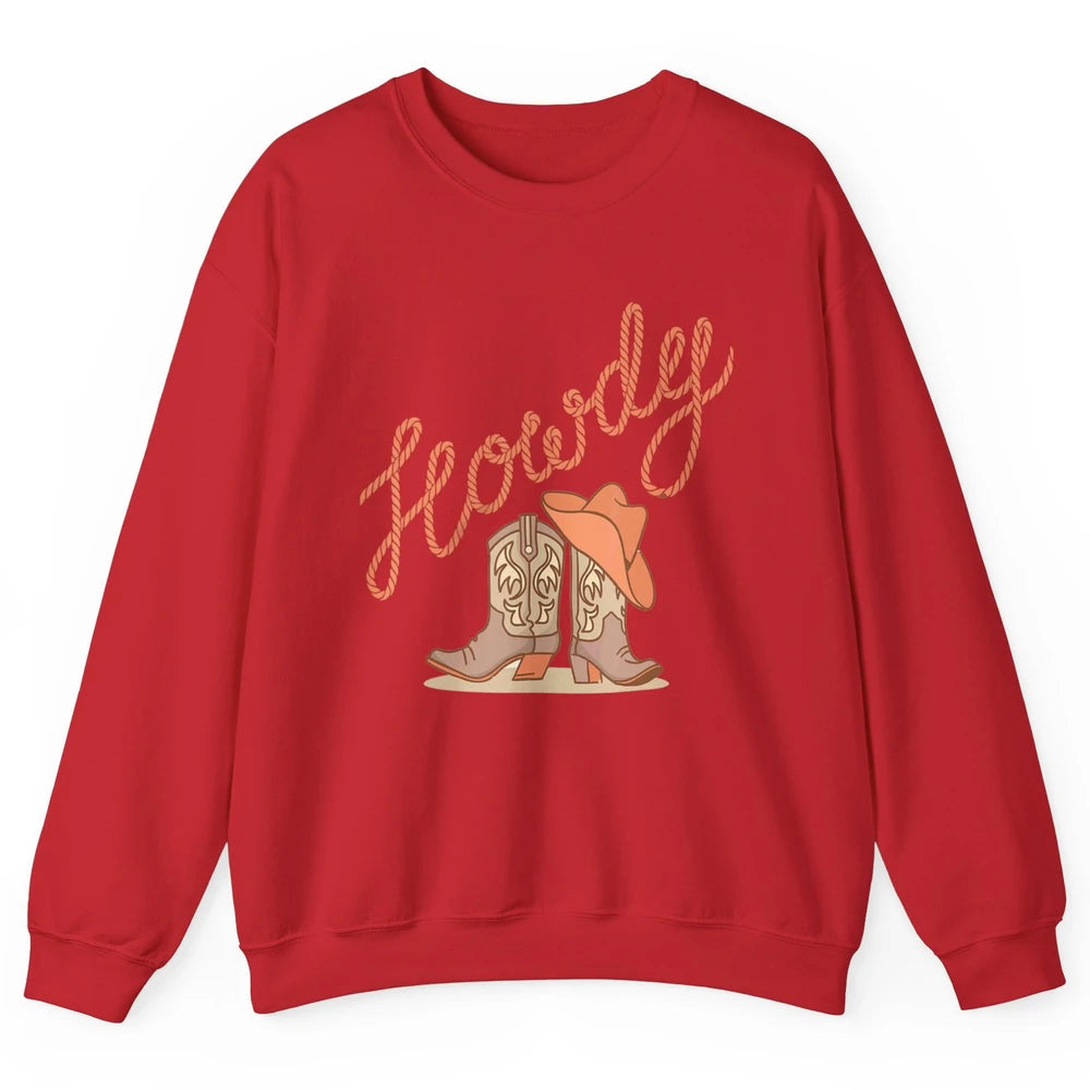 Vintage Cowboy Boots Howdy Rodeo Cowgirl Western Country Unisex Crewneck Sweatshirt