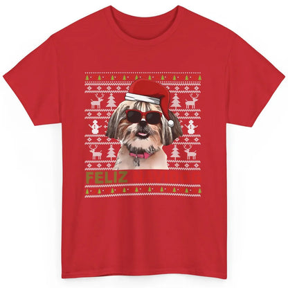 Funny Santa Shih Tzu Dog Feliz Navidog Christmas Tree Ugly Classic Unisex T-Shirt