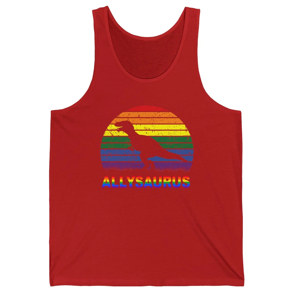 Vintage Allysaurus T-rex Dinosaur LGBT Gay Pride Month Unisex Jersey Tank