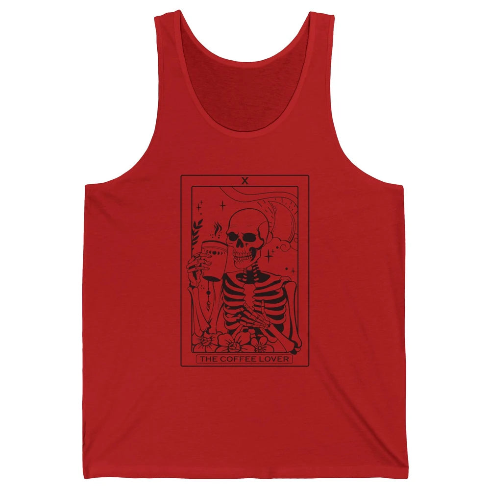 The Coffee Lover Skeleton Tarot Card Floral Goth Halloween Unisex Jersey Tank