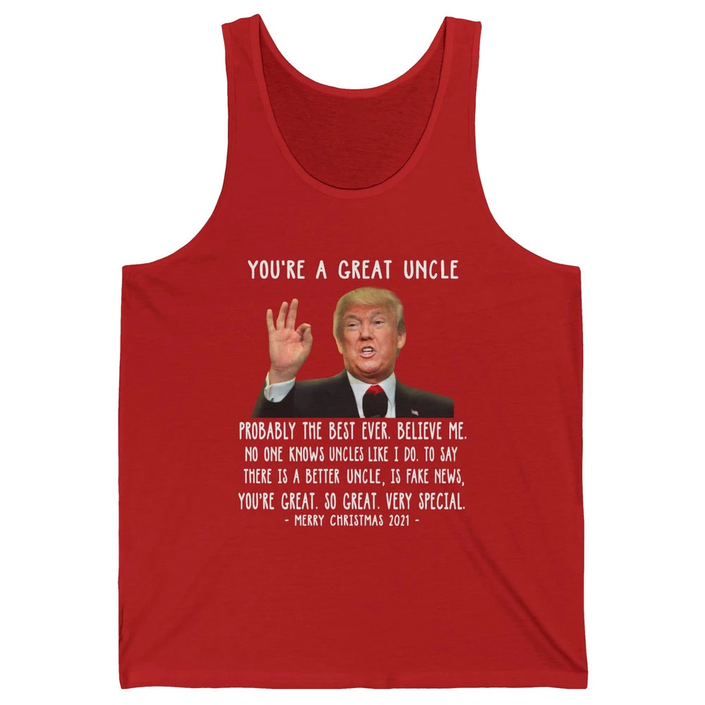 Funny Trump Speech Great Uncle Merry Christmas Uncle Gift Unisex Jersey Tank