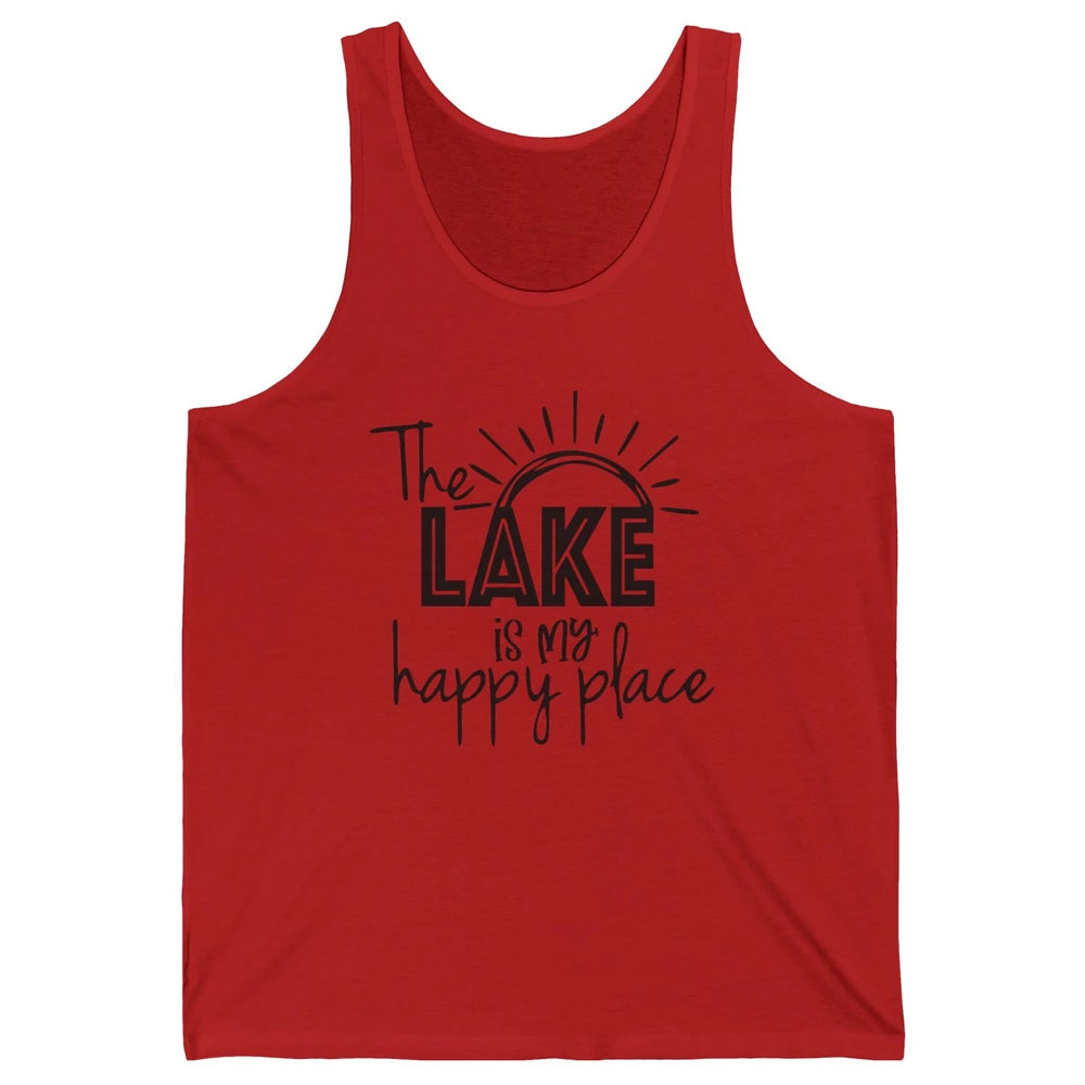 The Lake Is My Happy Place Summer Sunrays Lake Days Kayaking Unisex Jersey Tank