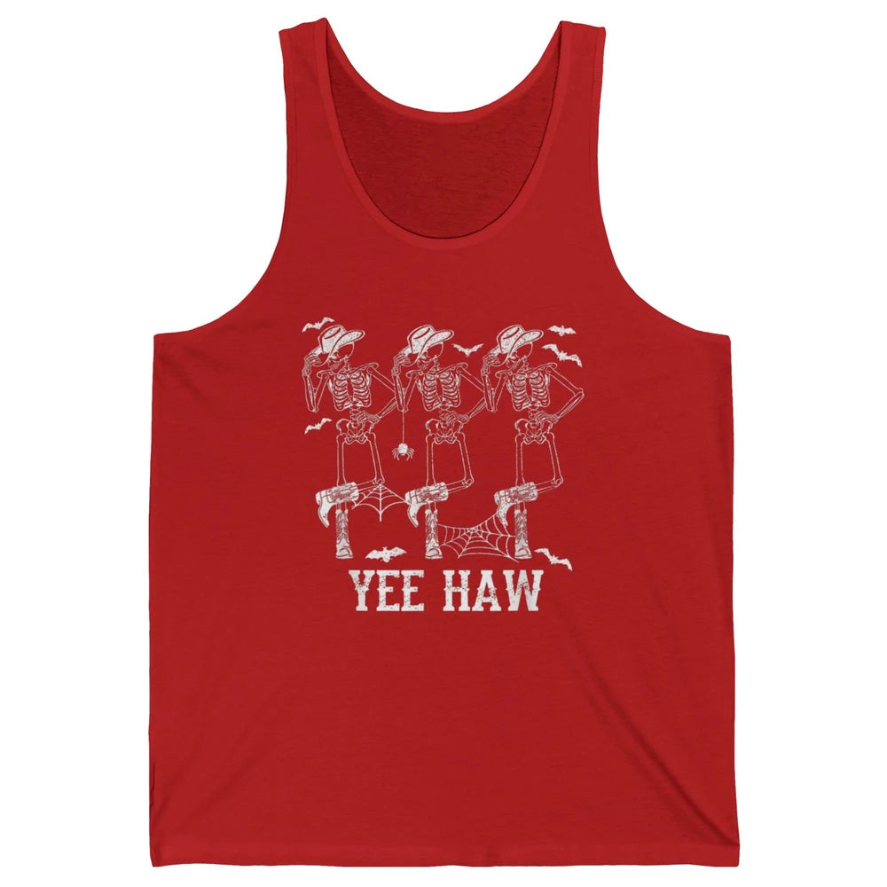 Yee Haw Skeleton Dancing Cowboy Boots Howdy Western Rodeo Unisex Jersey Tank