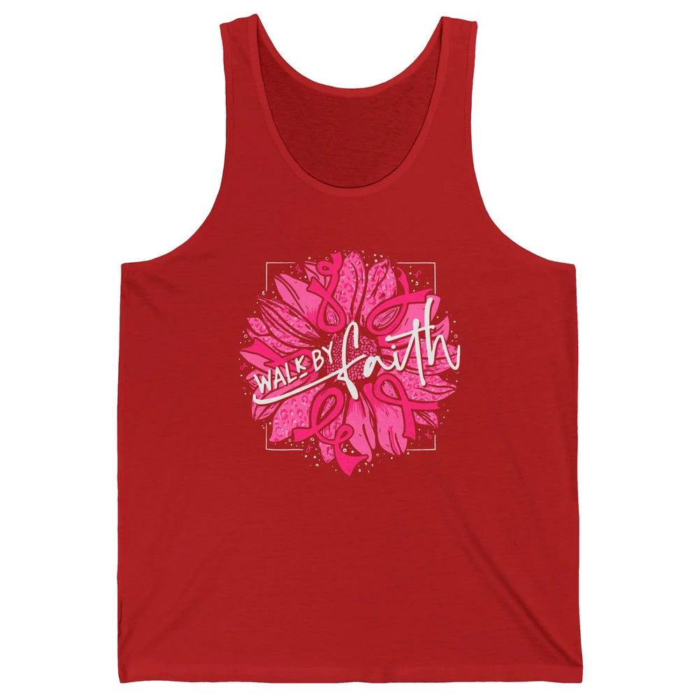 Walk By Faith Breast Cancer Awareness Pink Ribbon Sunflower Unisex Jersey Tank