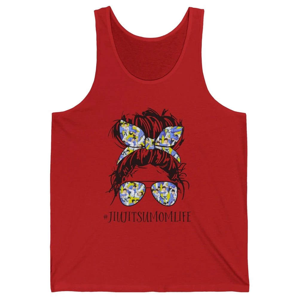 Vintage Messy Bun Jiu Jitsu Mom Life Taekwondo Martial Art Unisex Jersey Tank