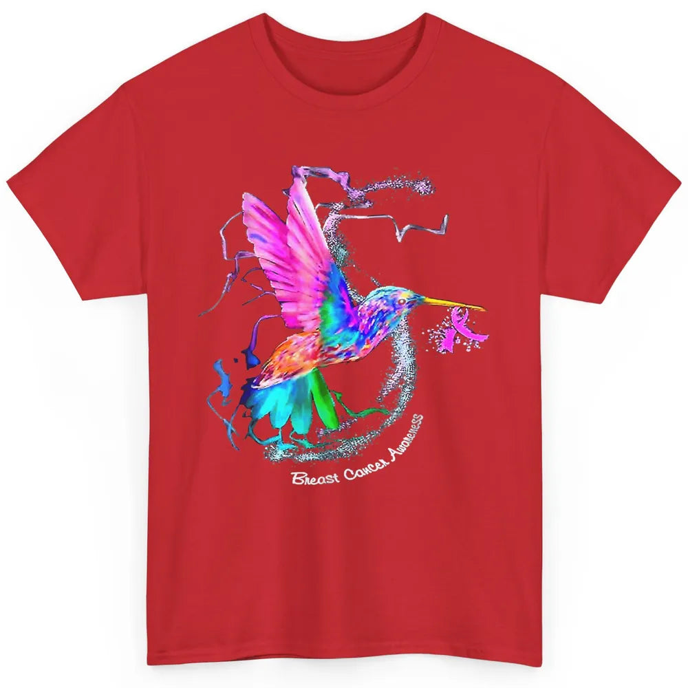 Breast Cancer Awareness Hummingbird Sunflower Pink Ribbon Classic Unisex T-Shirt