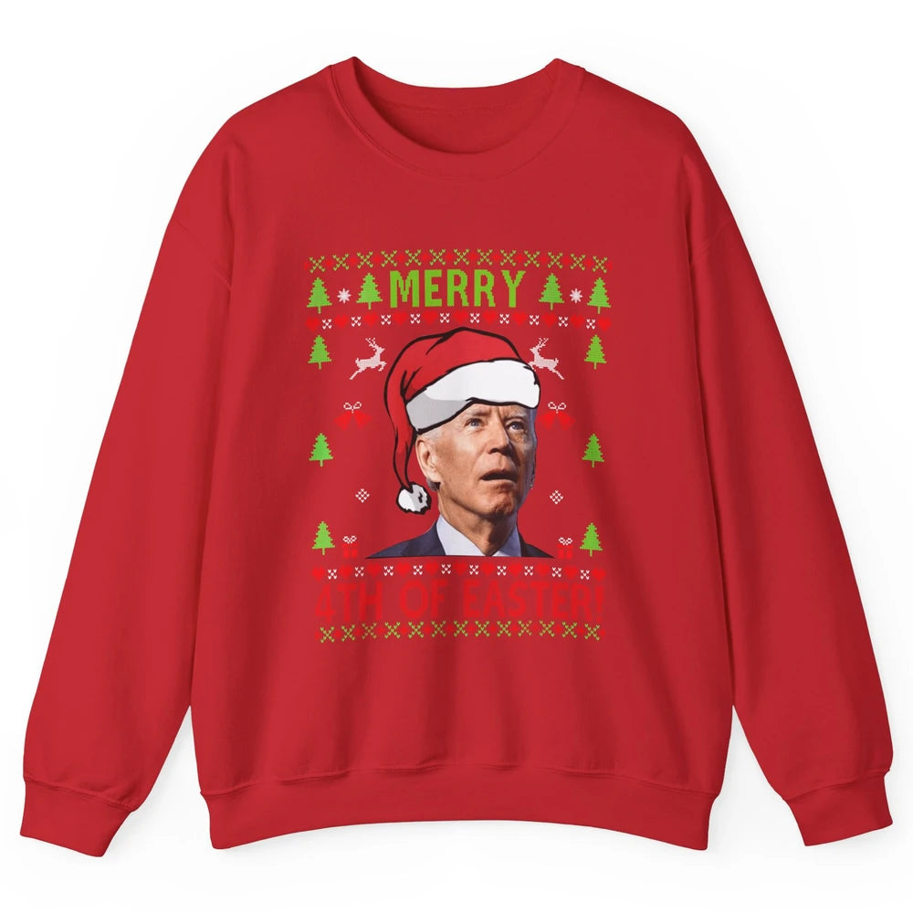 Funny Joe Biden Merry 4th Of Easter Christmas Anti Liberals Unisex Crewneck Sweatshirt