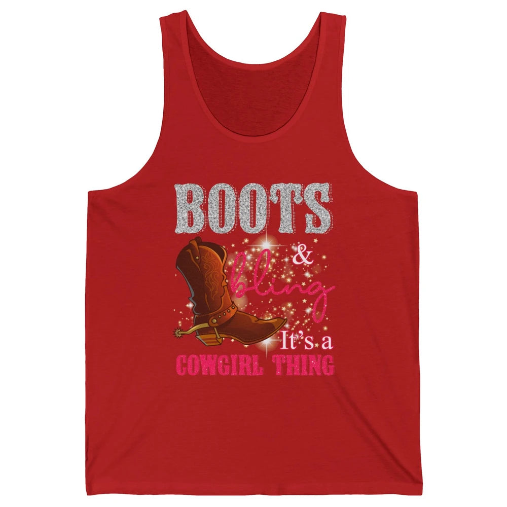 Western Country Cowgirl Thing Boots Bling Women Rodeo Cowboy Unisex Jersey Tank