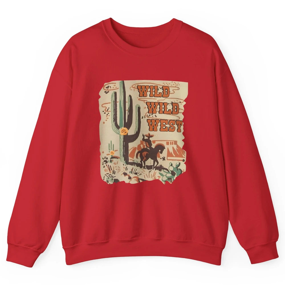 Wild West Cowboy Cactus Rodeo Western Retro Horse Vintage Unisex Crewneck Sweatshirt