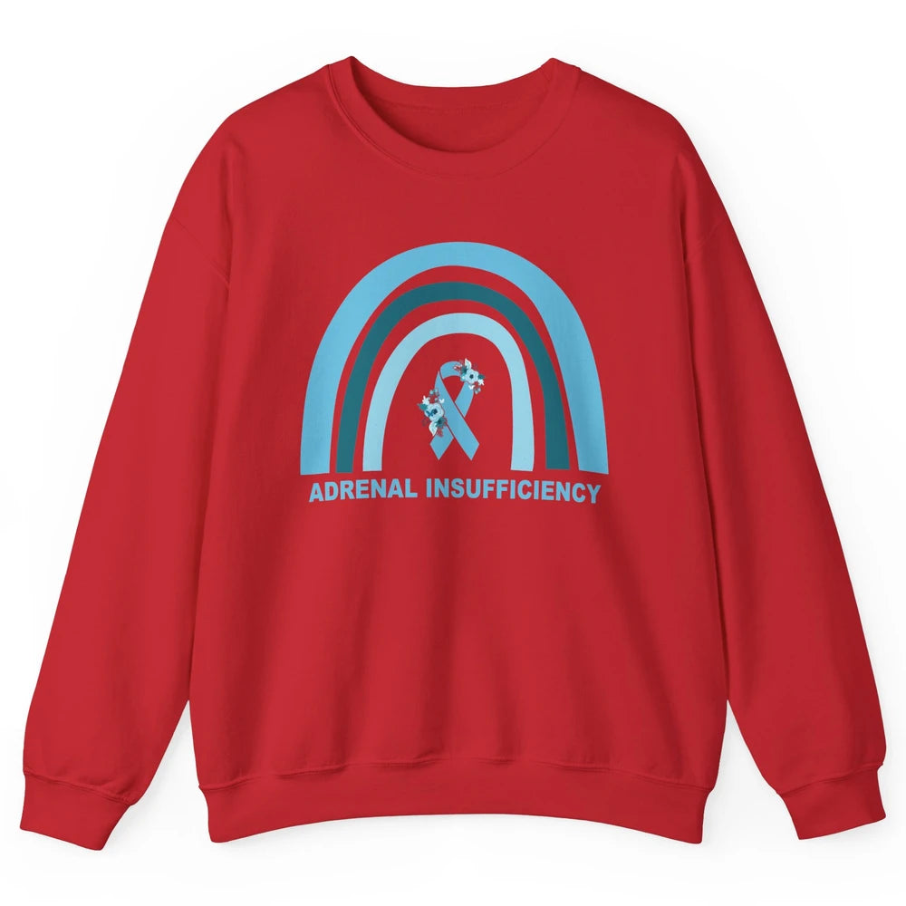 Adrenal Insufficiency Awareness Floral Blue Ribbon Rainbow Unisex Crewneck Sweatshirt